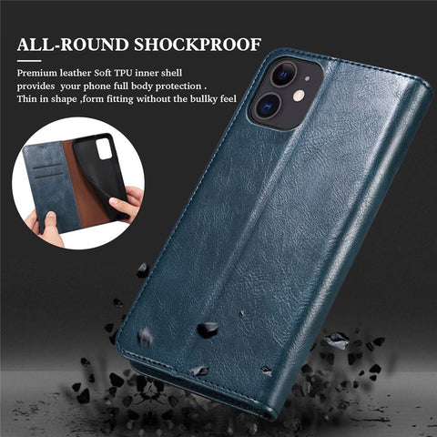 For OnePlus 10R 5G/Ace 5G Shockproof Wallet Style Phone Cover Waxy Crazy Horse Texture Magnetic Auto-absorbed Adjustable Stand Leather Case