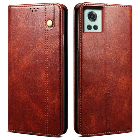 For OnePlus 10R 5G/Ace 5G Shockproof Wallet Style Phone Cover Waxy Crazy Horse Texture Magnetic Auto-absorbed Adjustable Stand Leather Case