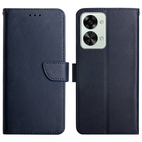 For OnePlus Nord 2T 5G Genuine Leather Case Nappa Texture Stand Wallet Style Shockproof TPU Full Protection Magnetic Cover