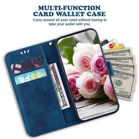 For OnePlus 10R 5G/ACE 5G Imprinted Rose and Butterflies Pattern Wallet Stand Phone Case PU Leather Full Protection Phone Cover