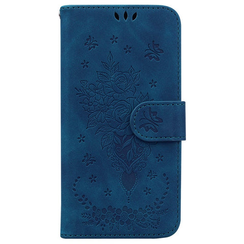 For OnePlus 10R 5G/ACE 5G Imprinted Rose and Butterflies Pattern Wallet Stand Phone Case PU Leather Full Protection Phone Cover