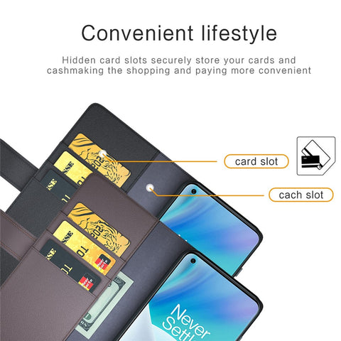 For OnePlus Nord 2T 5G Case Genuine Split Leather Phone Cover with Wallet Stand
