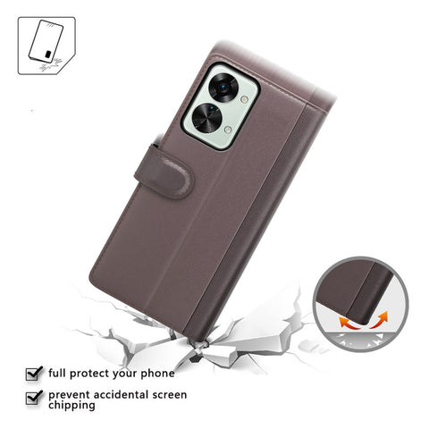 For OnePlus Nord 2T 5G Case Genuine Split Leather Phone Cover with Wallet Stand