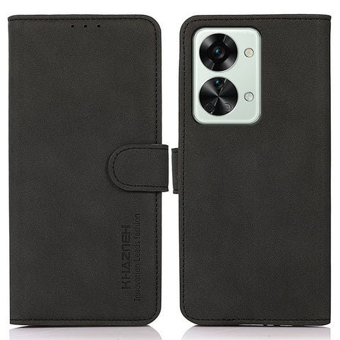 KHAZNEH for OnePlus Nord 2T 5G Magnetic Textured PU Leather Stand Case TPU Interior Protective Shell Folio Flip Wallet Cover