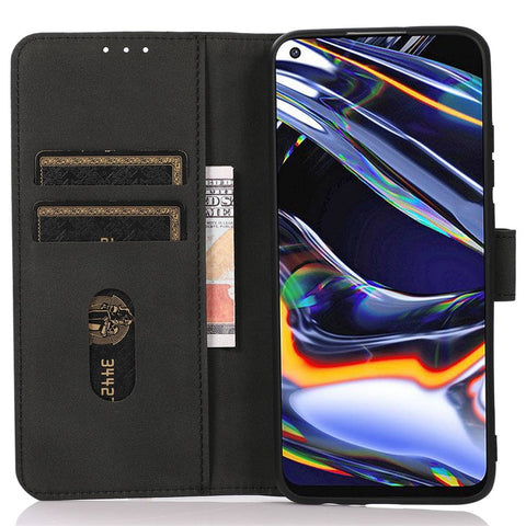 KHAZNEH for OnePlus Nord 2T 5G Magnetic Textured PU Leather Stand Case TPU Interior Protective Shell Folio Flip Wallet Cover