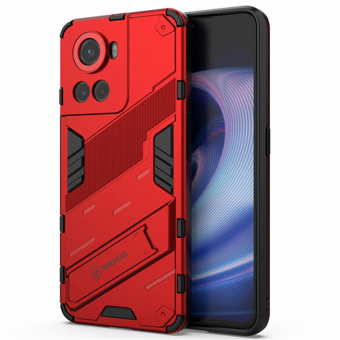 For OnePlus Ace 5G / 10R 5G Dual-Layer TPU+PC Combination Shock Absorption Cover Kickstand Protective Phone Case