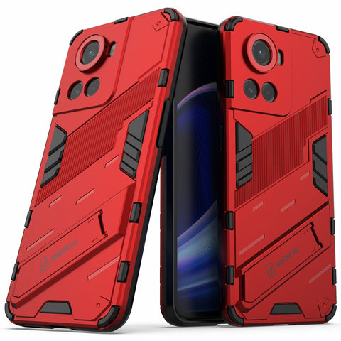 For OnePlus Ace 5G / 10R 5G Dual-Layer TPU+PC Combination Shock Absorption Cover Kickstand Protective Phone Case