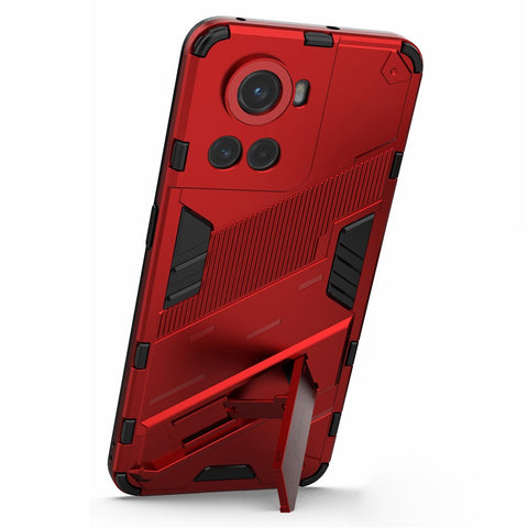 For OnePlus Ace 5G / 10R 5G Dual-Layer TPU+PC Combination Shock Absorption Cover Kickstand Protective Phone Case