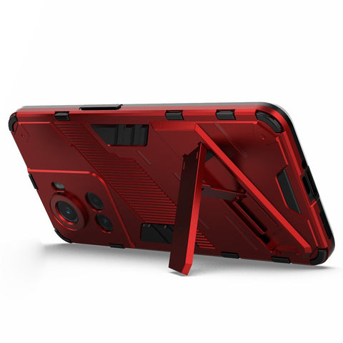 For OnePlus Ace 5G / 10R 5G Dual-Layer TPU+PC Combination Shock Absorption Cover Kickstand Protective Phone Case