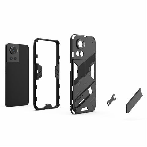 For OnePlus Ace 5G / 10R 5G Dual-Layer TPU+PC Combination Shock Absorption Cover Kickstand Protective Phone Case