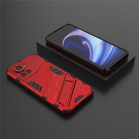 For OnePlus Ace 5G / 10R 5G Dual-Layer TPU+PC Combination Shock Absorption Cover Kickstand Protective Phone Case