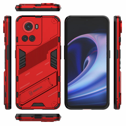 For OnePlus Ace 5G / 10R 5G Dual-Layer TPU+PC Combination Shock Absorption Cover Kickstand Protective Phone Case