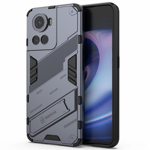 For OnePlus Ace 5G / 10R 5G Dual-Layer TPU+PC Combination Shock Absorption Cover Kickstand Protective Phone Case
