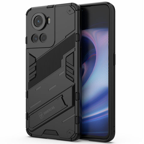 For OnePlus Ace 5G / 10R 5G Dual-Layer TPU+PC Combination Shock Absorption Cover Kickstand Protective Phone Case