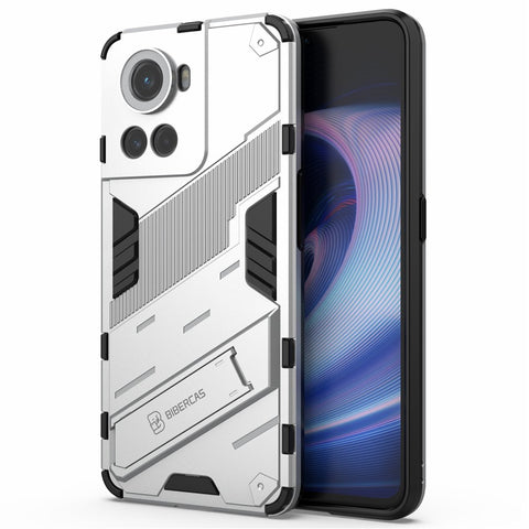 For OnePlus Ace 5G / 10R 5G Dual-Layer TPU+PC Combination Shock Absorption Cover Kickstand Protective Phone Case