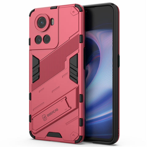For OnePlus Ace 5G / 10R 5G Dual-Layer TPU+PC Combination Shock Absorption Cover Kickstand Protective Phone Case