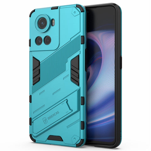 For OnePlus Ace 5G / 10R 5G Dual-Layer TPU+PC Combination Shock Absorption Cover Kickstand Protective Phone Case