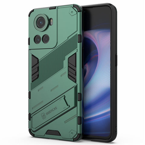 For OnePlus Ace 5G / 10R 5G Dual-Layer TPU+PC Combination Shock Absorption Cover Kickstand Protective Phone Case