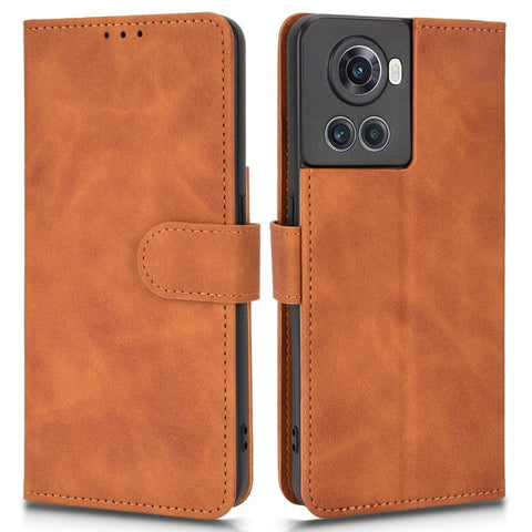 For OnePlus Ace 5G/10R 5G Full Coverage PU Leather Wallet Case Stand Magnetic Closure Skin-touch Feeling Shockproof Flip Cover with Card Holder