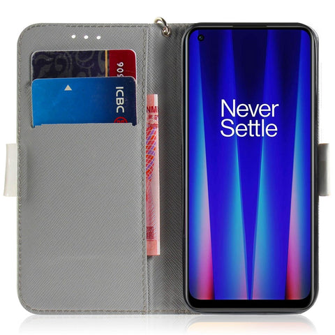 For OnePlus Nord 2T 5G Drop-proof Wallet Case 3D Pattern Printing PU Leather Wrist Strap Stand Feature Flip Cover