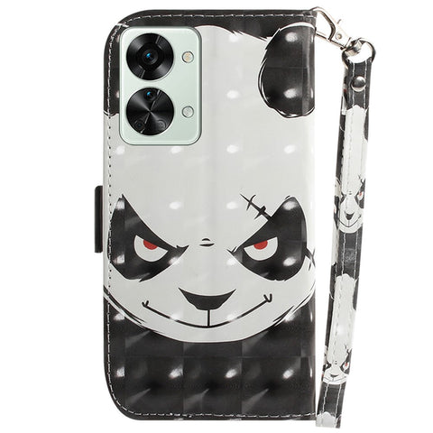 For OnePlus Nord 2T 5G Drop-proof Wallet Case 3D Pattern Printing PU Leather Wrist Strap Stand Feature Flip Cover