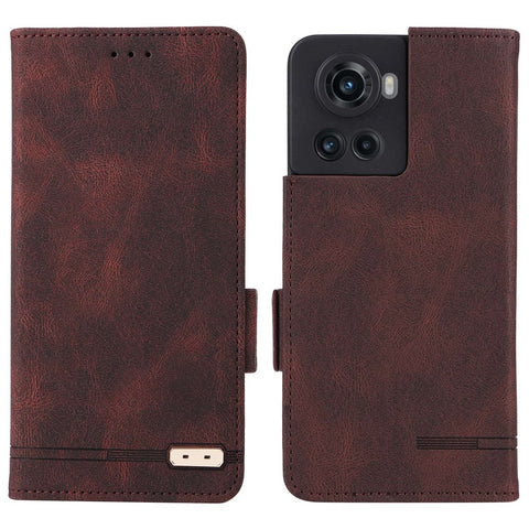For OnePlus 10R 5G/Ace 5G Hardware Design PU Leather Wallet Stand Case Folio Flip Phone Cover