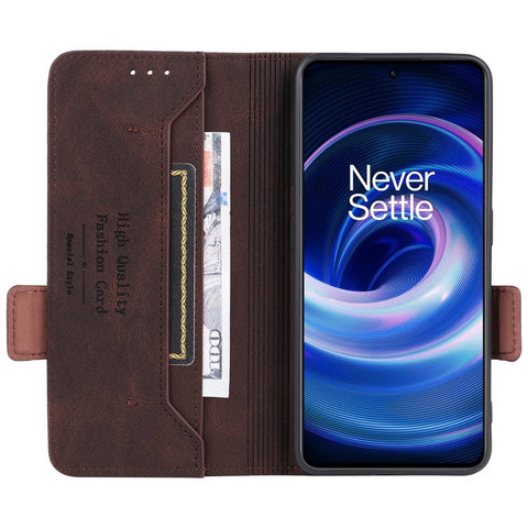 For OnePlus 10R 5G/Ace 5G Hardware Design PU Leather Wallet Stand Case Folio Flip Phone Cover