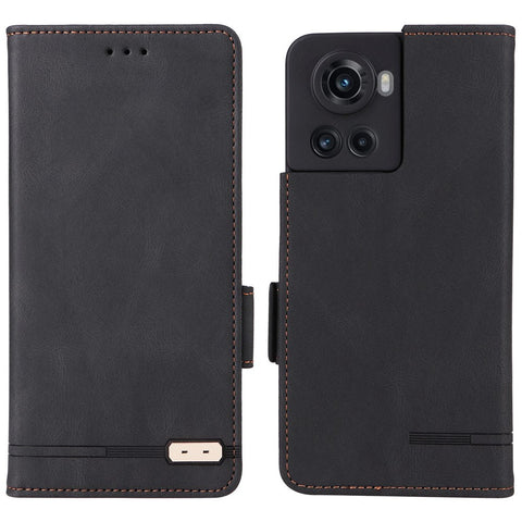 For OnePlus 10R 5G/Ace 5G Hardware Design PU Leather Wallet Stand Case Folio Flip Phone Cover