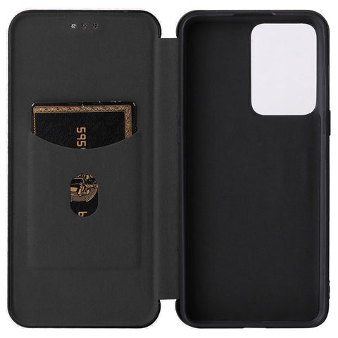 For OnePlus Nord 2T 5G Magnetic Auto-absorbed Anti-wear Carbon Fiber Texture Case PU Leather Stand Card Holder Function Shell