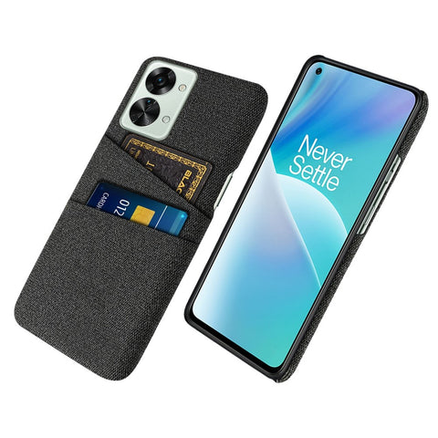 For OnePlus Nord 2T 5G Ultra Thin Back Phone Case Cloth Texture PC Cover with Dual Card Slots