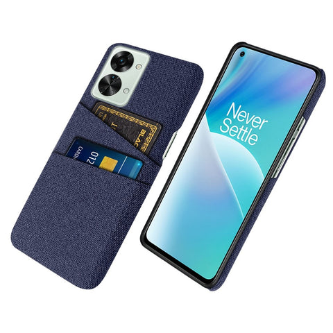 For OnePlus Nord 2T 5G Ultra Thin Back Phone Case Cloth Texture PC Cover with Dual Card Slots