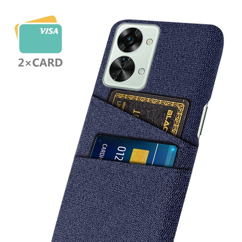 For OnePlus Nord 2T 5G Ultra Thin Back Phone Case Cloth Texture PC Cover with Dual Card Slots