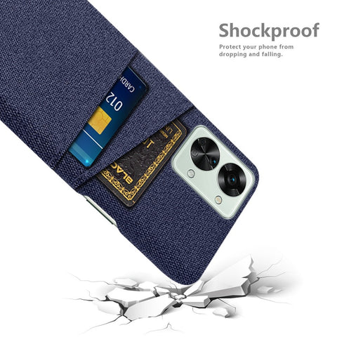 For OnePlus Nord 2T 5G Ultra Thin Back Phone Case Cloth Texture PC Cover with Dual Card Slots