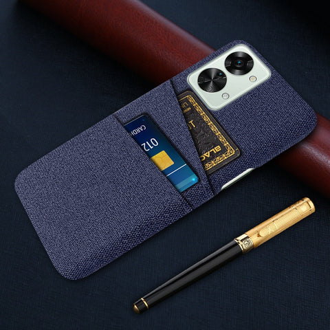 For OnePlus Nord 2T 5G Ultra Thin Back Phone Case Cloth Texture PC Cover with Dual Card Slots