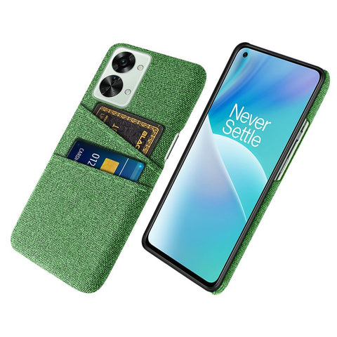 For OnePlus Nord 2T 5G Ultra Thin Back Phone Case Cloth Texture PC Cover with Dual Card Slots