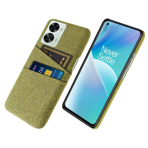 For OnePlus Nord 2T 5G Ultra Thin Back Phone Case Cloth Texture PC Cover with Dual Card Slots