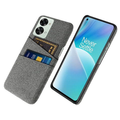 For OnePlus Nord 2T 5G Ultra Thin Back Phone Case Cloth Texture PC Cover with Dual Card Slots