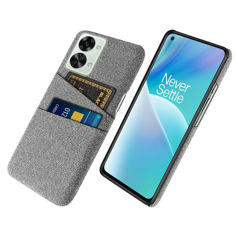 For OnePlus Nord 2T 5G Ultra Thin Back Phone Case Cloth Texture PC Cover with Dual Card Slots