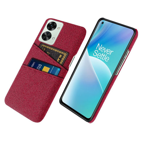 For OnePlus Nord 2T 5G Ultra Thin Back Phone Case Cloth Texture PC Cover with Dual Card Slots