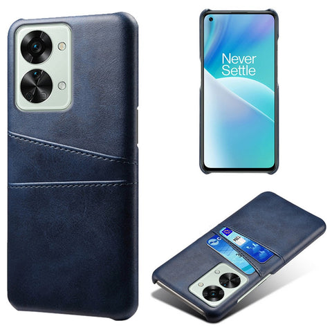 For OnePlus Nord 2T 5G Anti-drop Phone Case with Dual Card Slots PU Leather Coated Hard PC Shock-absorbing Back Cover Shell