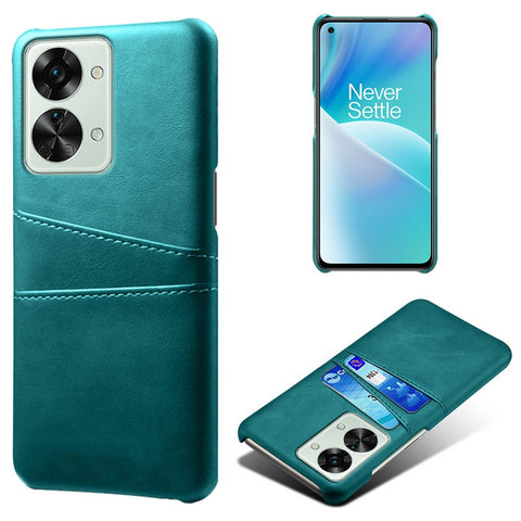 For OnePlus Nord 2T 5G Anti-drop Phone Case with Dual Card Slots PU Leather Coated Hard PC Shock-absorbing Back Cover Shell