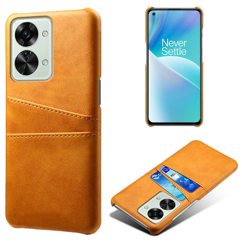 For OnePlus Nord 2T 5G Anti-drop Phone Case with Dual Card Slots PU Leather Coated Hard PC Shock-absorbing Back Cover Shell