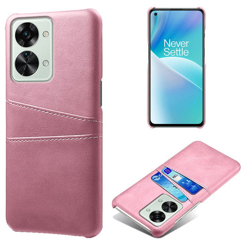 For OnePlus Nord 2T 5G Anti-drop Phone Case with Dual Card Slots PU Leather Coated Hard PC Shock-absorbing Back Cover Shell