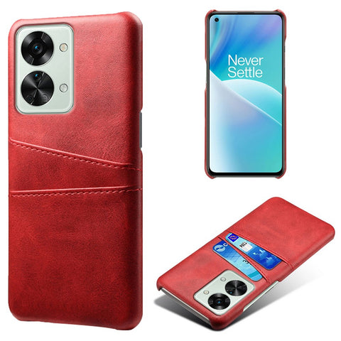 For OnePlus Nord 2T 5G Anti-drop Phone Case with Dual Card Slots PU Leather Coated Hard PC Shock-absorbing Back Cover Shell