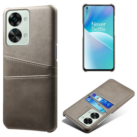 For OnePlus Nord 2T 5G Anti-drop Phone Case with Dual Card Slots PU Leather Coated Hard PC Shock-absorbing Back Cover Shell