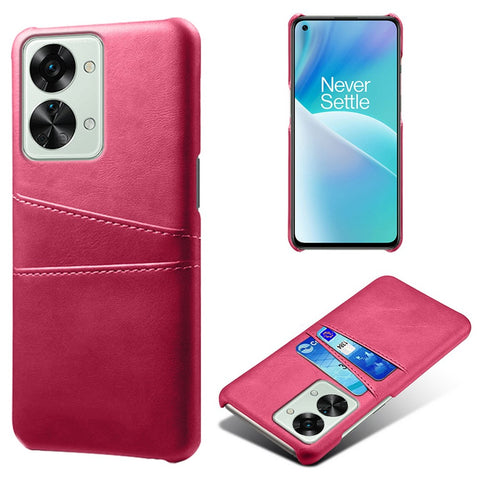 For OnePlus Nord 2T 5G Anti-drop Phone Case with Dual Card Slots PU Leather Coated Hard PC Shock-absorbing Back Cover Shell