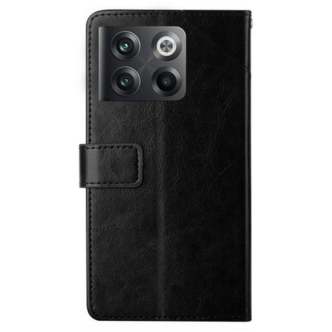For OnePlus 10T 5G / Ace Pro 5G HT01 PU Leather Wallet Stand Case Imprinted Y-Shaped Lines Well-protected Phone Cover