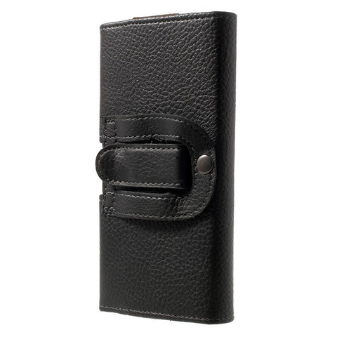 Black for Samsung Galaxy Note 8 / iPhone 8 Plus / 7 Plus Leather Holster Pouch Litchi Texture, Size: 15.8 x 8.5 x 1.8cm