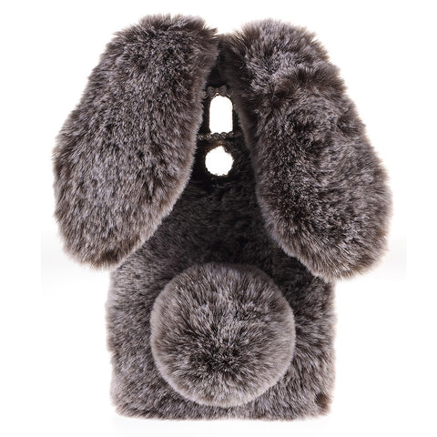 Rabbit Shape Fluffy Fur Coated Rhinestone TPU Protective Case for Huawei Mate 10 Pro