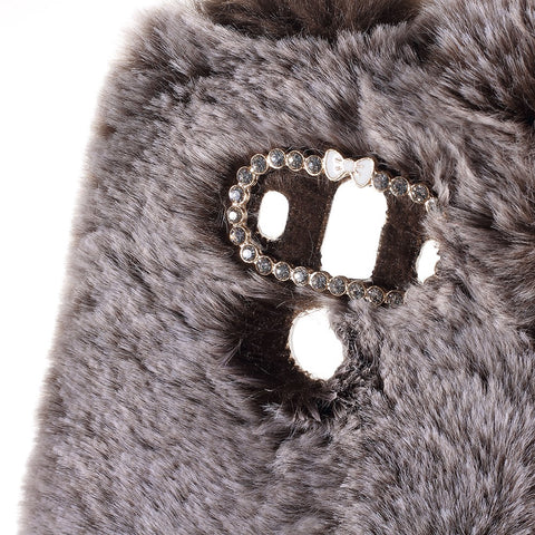 Rabbit Shape Fluffy Fur Coated Rhinestone TPU Protective Case for Huawei Mate 10 Pro